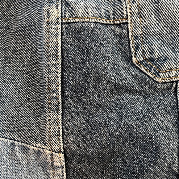 Zara Patchwork Denim Mini Skirt - Blue - Picture 4 of 6